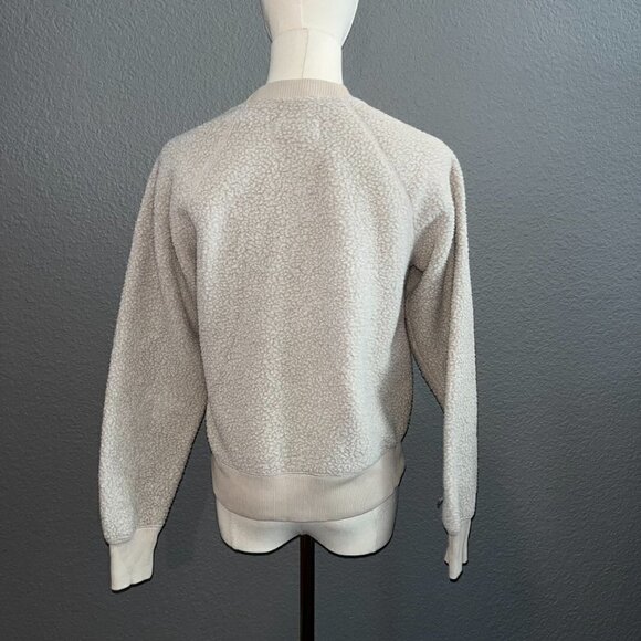 EVERLANE ReNew Fleece Sherpa Sweatshirt - Oatmeal - Raglan Sleeve EUC - Size XS - Picture 5 of 7